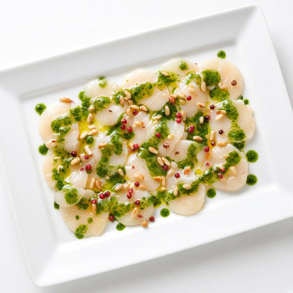 Scallop and spinach carpaccio