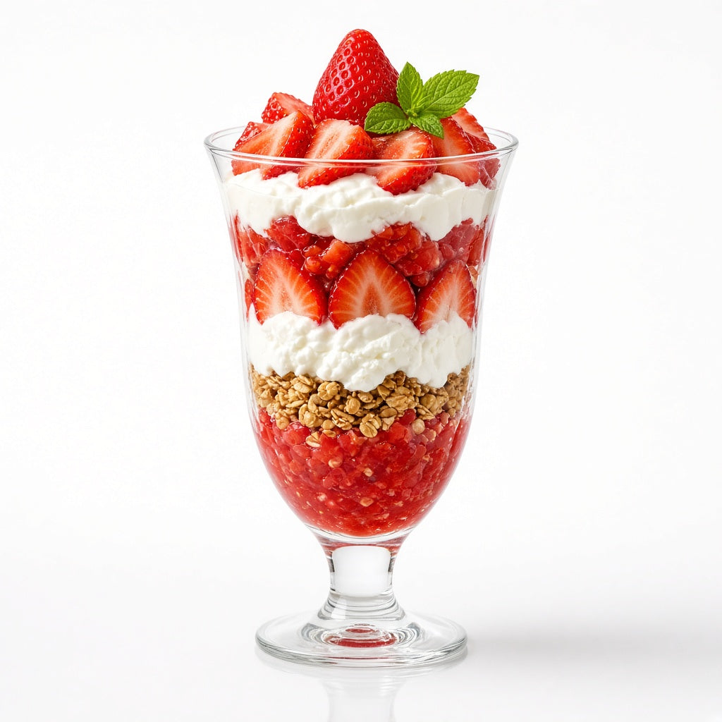 Light tofu and strawberry parfait