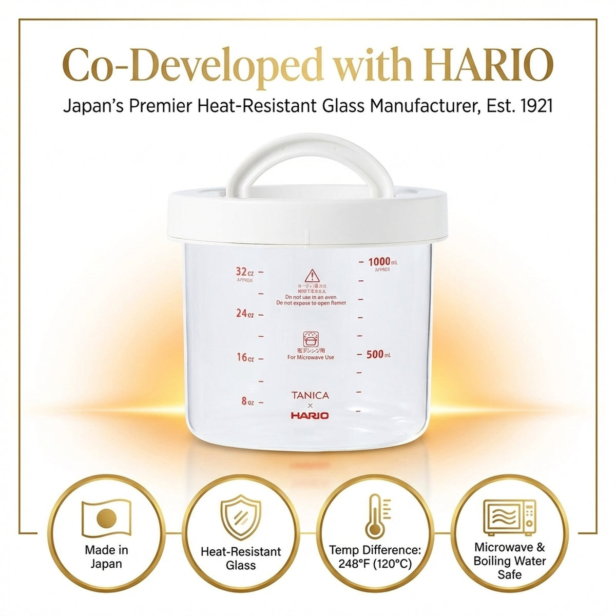 TANICA x HARIO Glass Pot for YOGURTiA Fermented Food Maker (1100 mL / 37 oz)