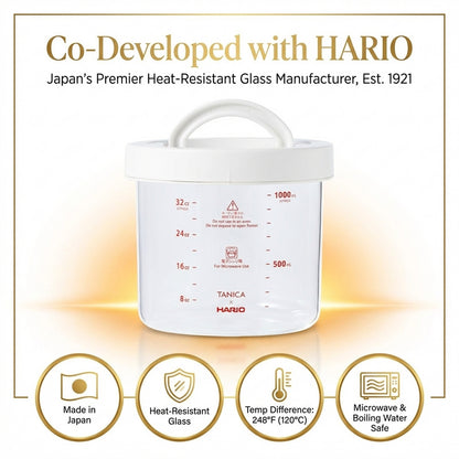TANICA x HARIO Glass Pot for YOGURTiA Fermented Food Maker (1100 mL / 37 oz)