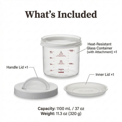 TANICA x HARIO Glass Pot for YOGURTiA Fermented Food Maker (1100 mL / 37 oz)