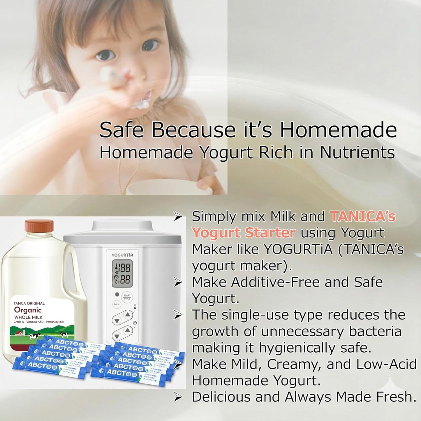 TANICA High-Potency Yogurt Starter Culture 0.07 oz (2 g) × 10, 30 packs - Makes Mild, Creamy, Low-Acid Homemade Yogurt –4 Active Probiotic Strains (Acidophilus, Bifidobacterium, Casei) for Yogurt Makers