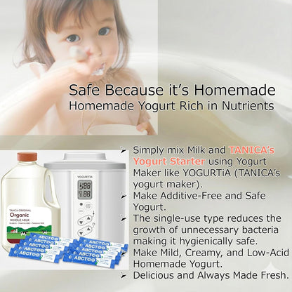 TANICA High-Potency Yogurt Starter Culture 0.07 oz (2 g) × 10, 30 packs - Makes Mild, Creamy, Low-Acid Homemade Yogurt –4 Active Probiotic Strains (Acidophilus, Bifidobacterium, Casei) for Yogurt Makers