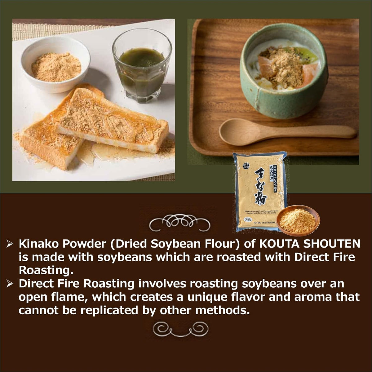 Kinako Roasted Soybean Flour 500 g (1.1 lb) – Direct-Fire Roasted, Made in Japan