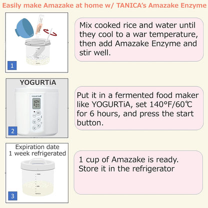 TANICA Amazake Enzyme Starter 0.07 oz (2 g) × 10, 30 packs - Japan’s Miracle Drink, Sweet, Non-Alcoholic Drink made from Rice for Gut Health & Beauty, 100% Natural Sugar-Free Sweetener Alternative