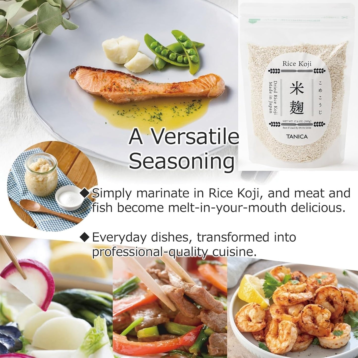 TANICA Rice Koji 500 g / 1.1 lbs for Miso, Amazake, Soy Source Koji (Fermented Food) made from 100% white rice grown in Japan YOGURTiA